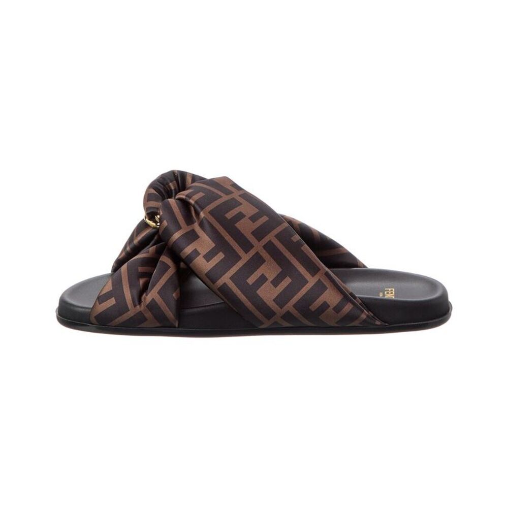 Fendi Feel Ff Satin Sandal, Brown - Picture 2 of 5